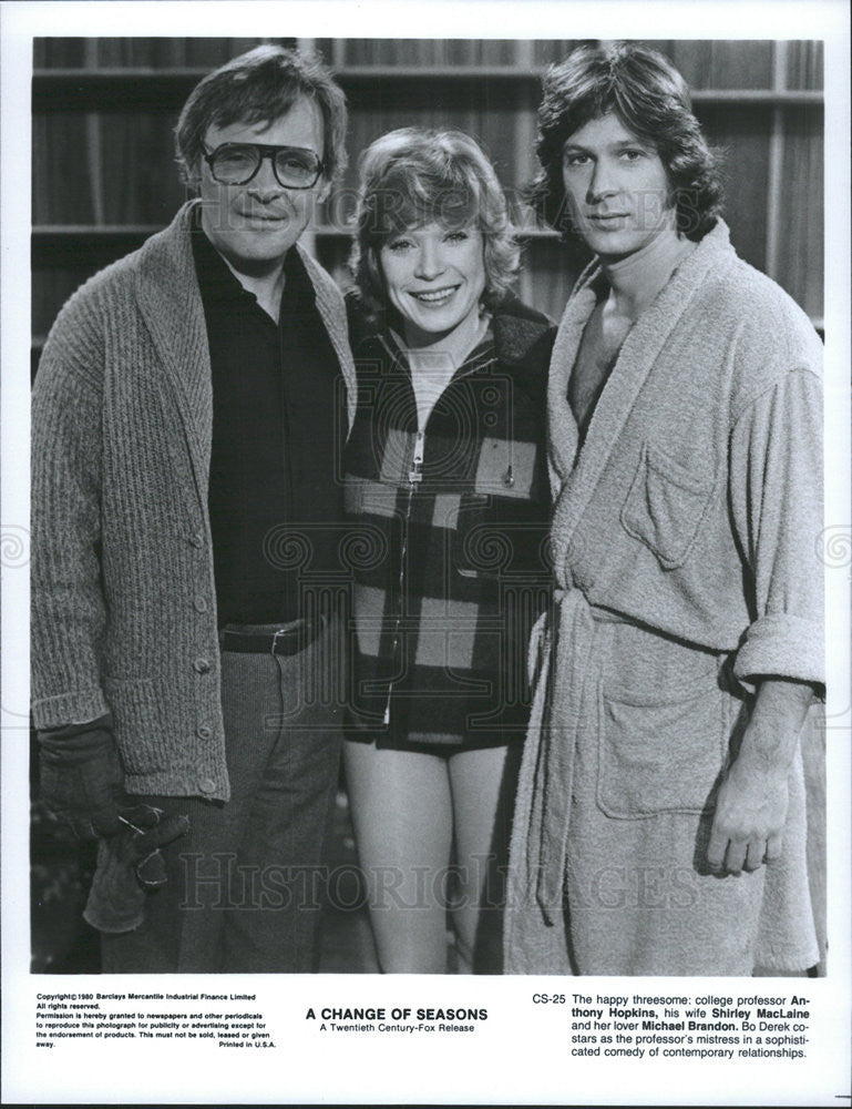 1980 Press Photo Anthony Hopkins, Shirley MacLaine "A Change Of Seasons" - Historic Images