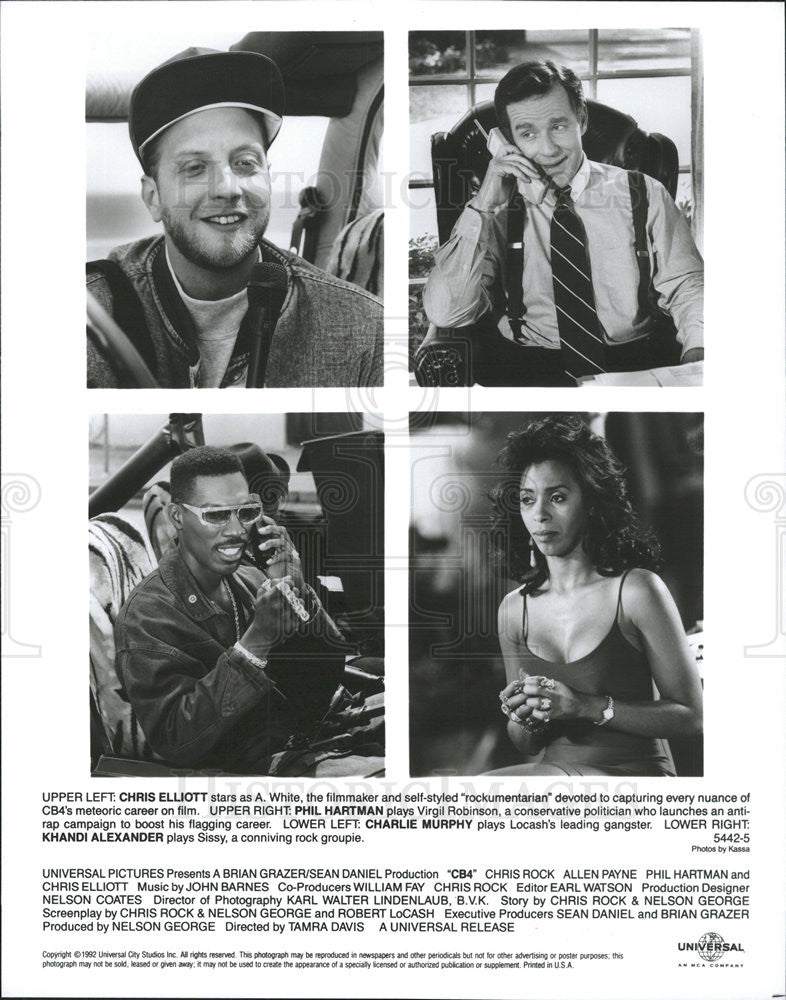 1992 Press Photo Chris Elliott, Phil Hartman, Charlie Murphy In &quot;CB4&quot; - Historic Images