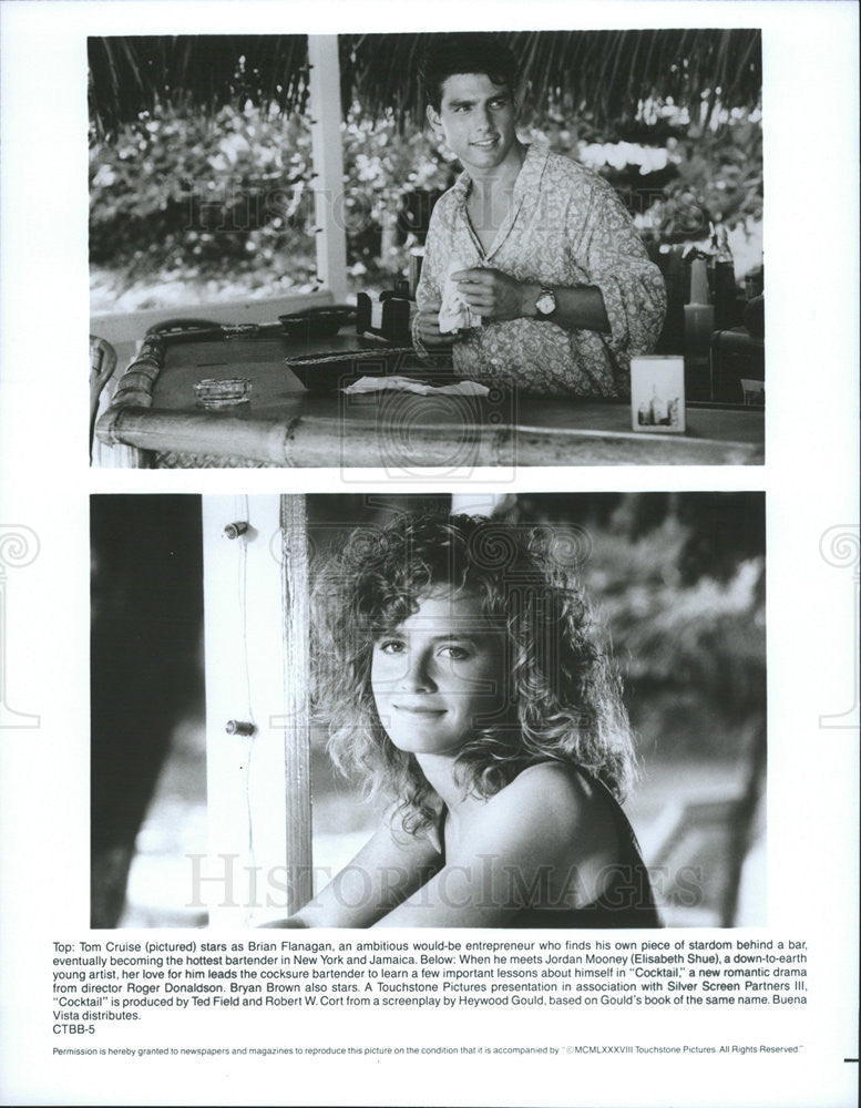 1988 Press Photo Tom Cruise Elisabeth Shue Actors Cocktail - Historic Images