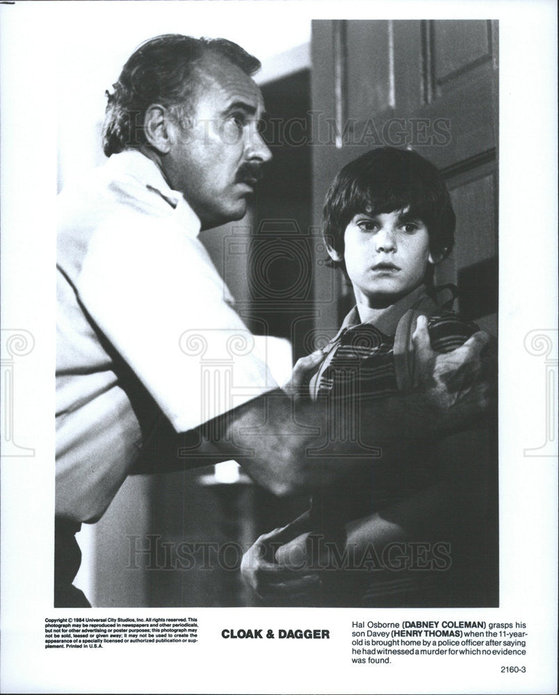 1984 Press Photo Dabney Coleman Henry Thomas Actors Cloak Dagger - Historic Images