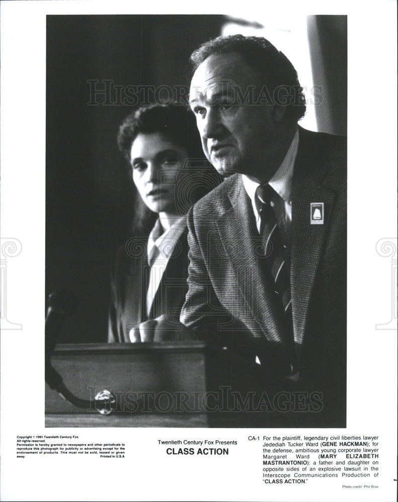 1991 Press Photo Gene Hackman Mary Elizabeth Mastrantonio Actors Class Action - Historic Images