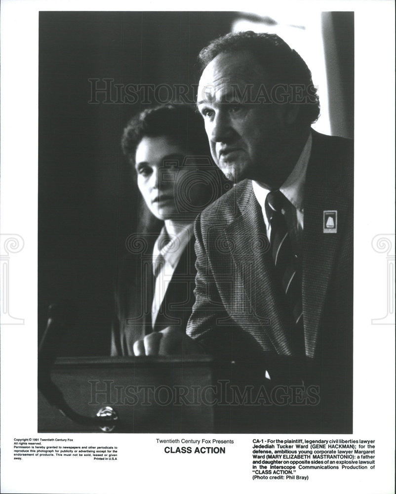 1991 Press Photo Gene Hackman Mary Elizabeth Mastrantonio Actors Class Action - Historic Images