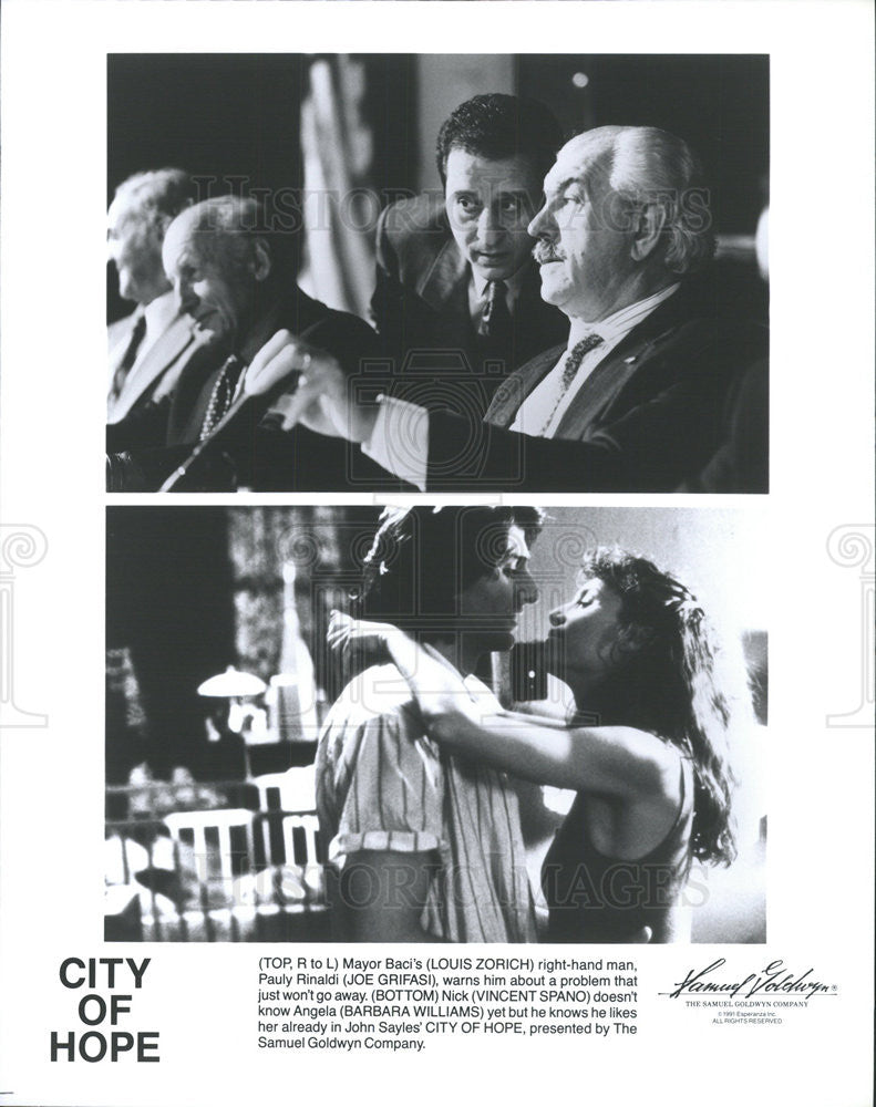 1991 Press Photo Film City of Hope Louis Zorich Joe Grifasi Vincent Spano - Historic Images