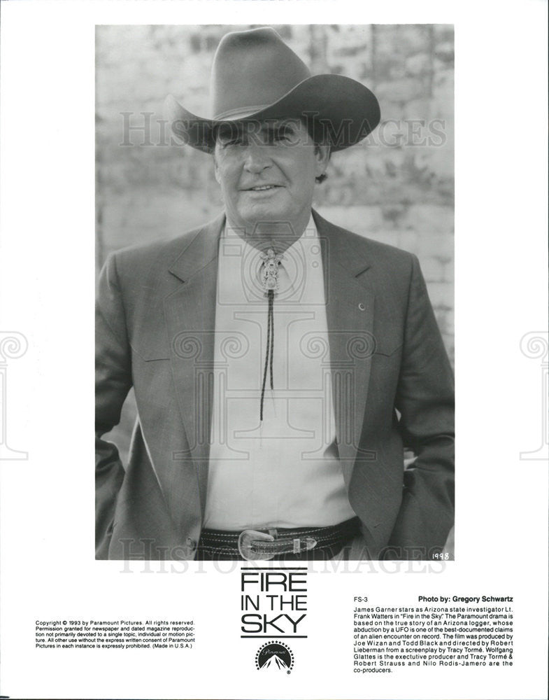 1993 Press Photo Fire in the Sky James Garner - Historic Images