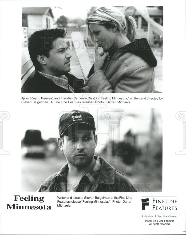 1996 Press Photo Feeling Minnesota Keanu Reeves Cameron Diaz director Steven - Historic Images