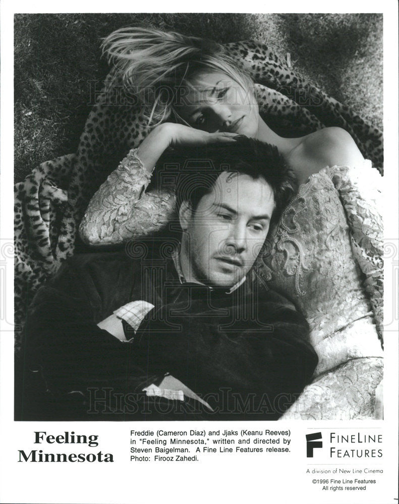 1996 Press Photo Feeling Minnesota FIlm Keanu Reeves Cameron Diaz Bed Scene - Historic Images