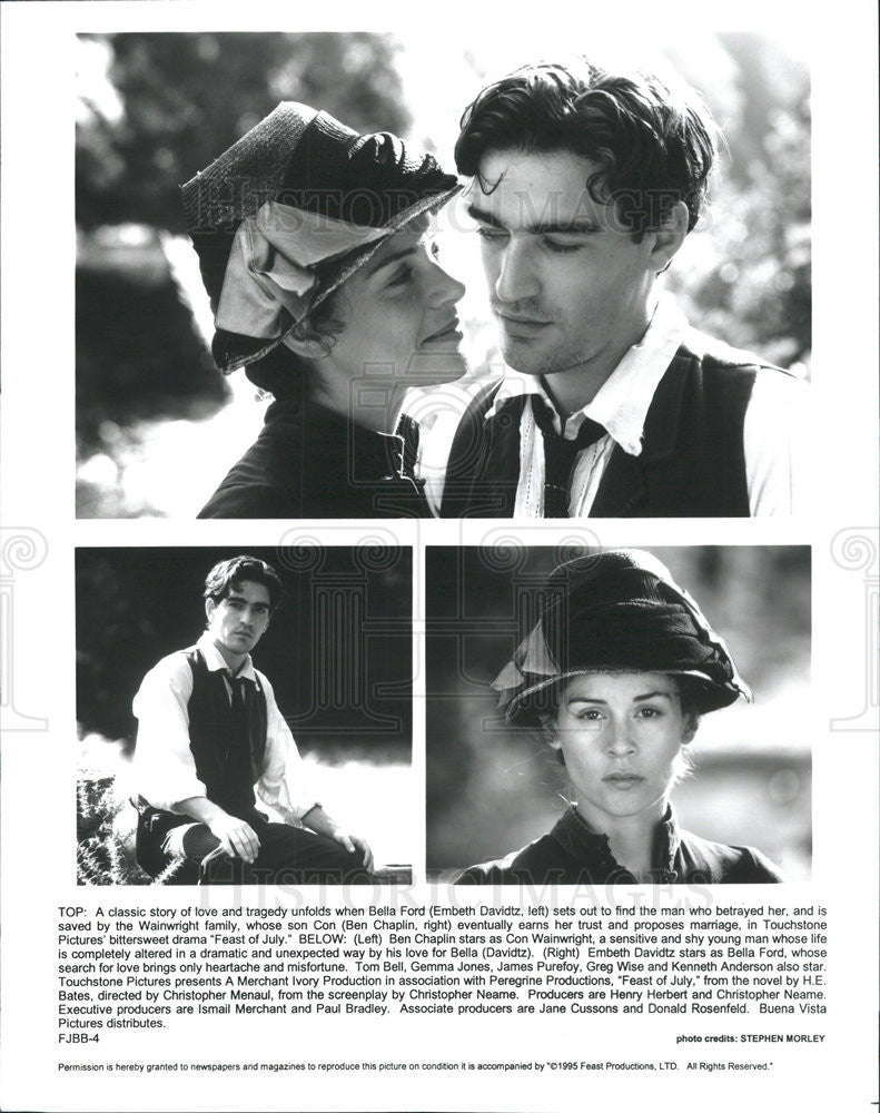 1995 Press Photo Embeth Davidtz, Ben Chaplin in &quot;Feast Of July&quot; - Historic Images