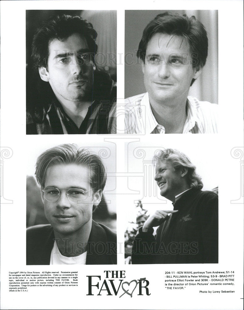 1994 Press Photo Ken Wahl Bill Pullman Brad Pitt Donald Petrie Director Favor - Historic Images