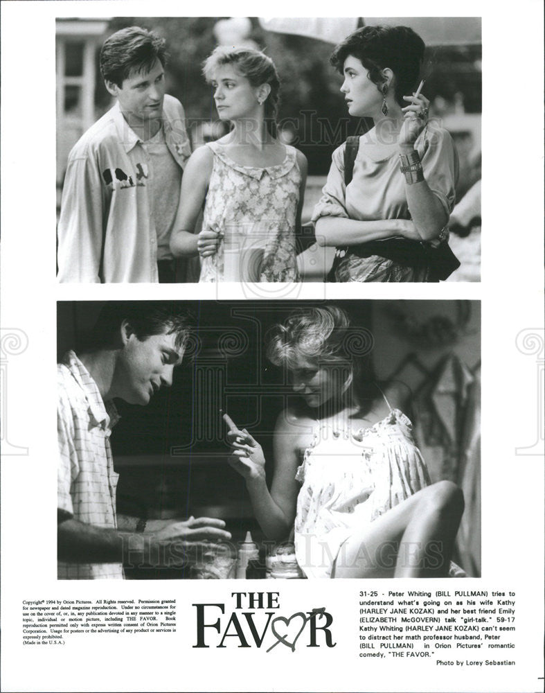 1994 Press Photo Bill Pullman Harley Jane Kozak Elizabeth McGovern The Favor - Historic Images