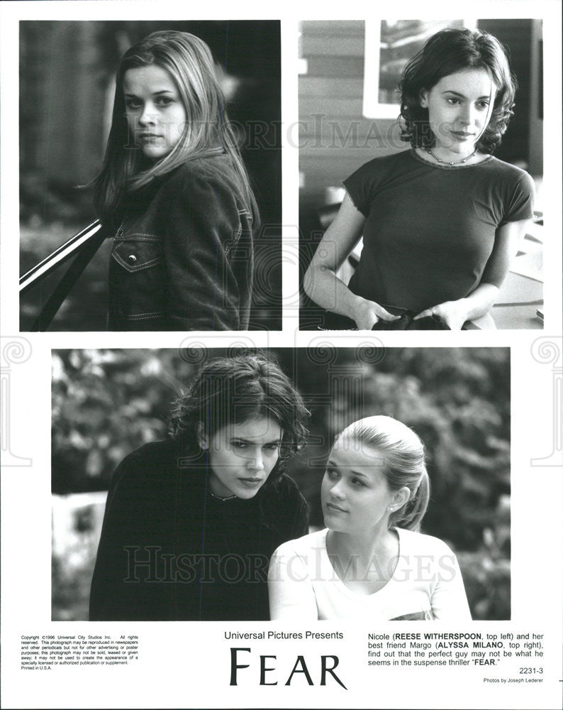 1996 Press Photo Fear Reese Witherspoon Alyssa Milano - Historic Images