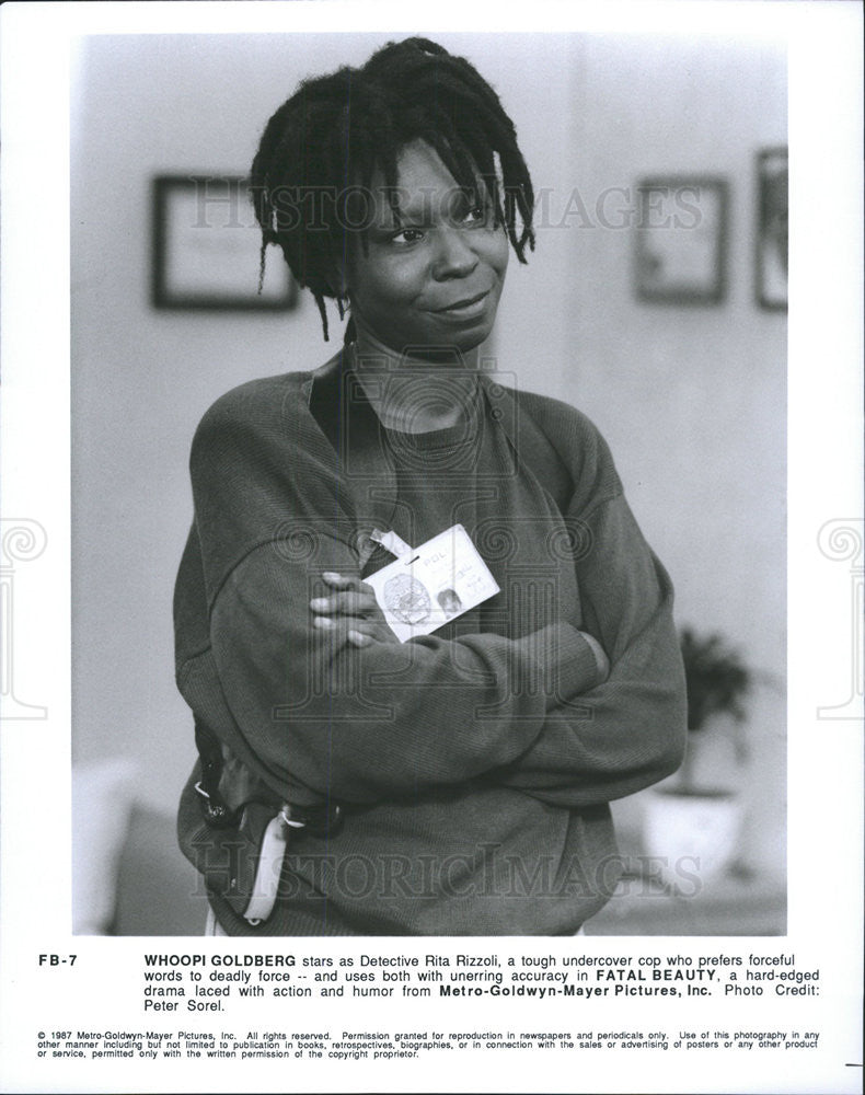 1987 Press Photo Whoopi Goldberg Fatal Beauty - Historic Images