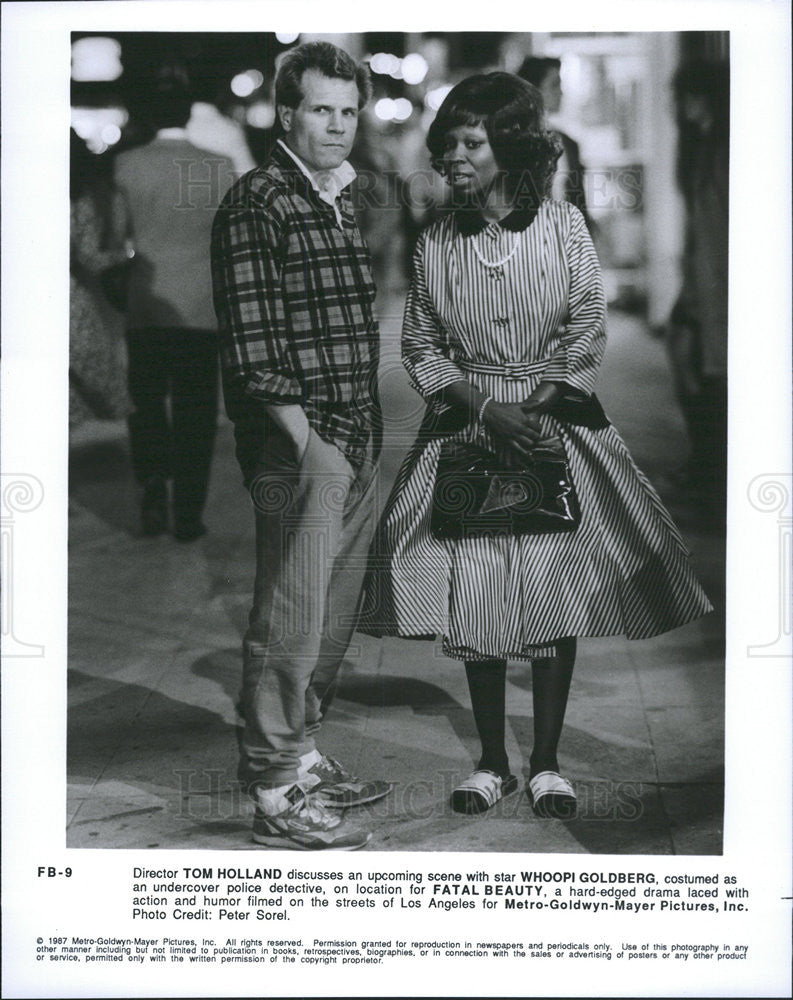 1987 Press Photo Tom Holland Director Whoopi Goldberg Fatal Beauty - Historic Images