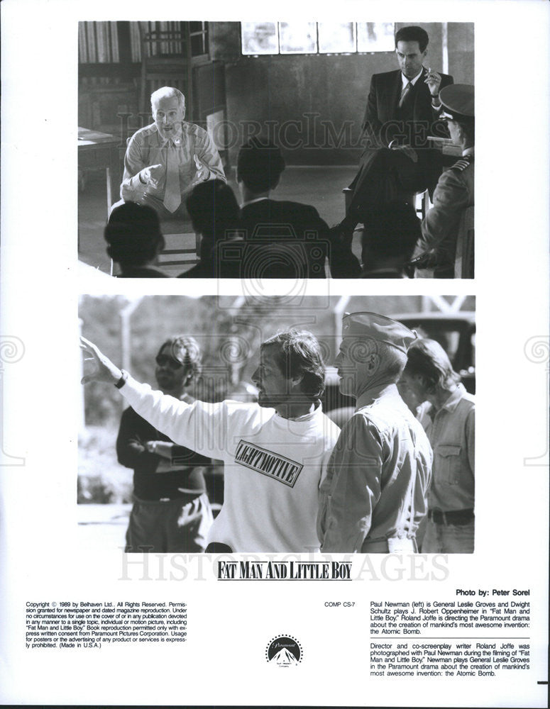 1989 Press Photo Paul Newman, Dwight Schultz In &quot;Fat Man And Little Boy&quot; - Historic Images