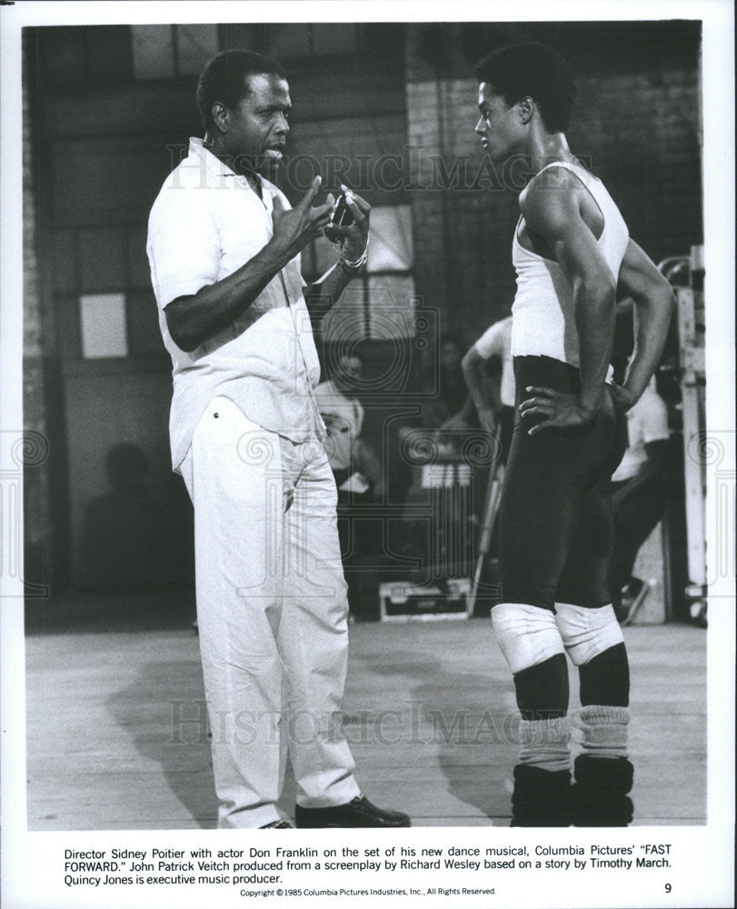 1985 Press Photo Fast Forward Film Don Franklin Director Sidney Poitier On Set - Historic Images