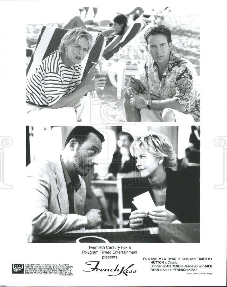 1995 Press Photo Meg Ryan Timothy Hutton Jean Reno French Kiss - Historic Images