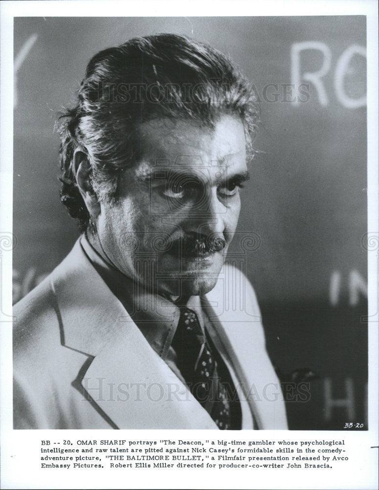 1980 Press Photo The Baltimore Bullet Omar Sharif - Historic Images