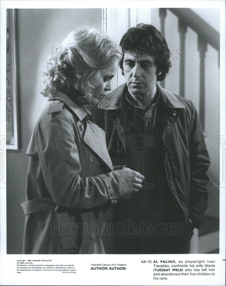 1982 Press Photo Author! Author! Al Pacino Tuesday Weld - Historic Images