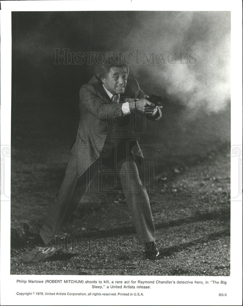 1978 Press Photo Robert Mitchum Actor Big Sleep Action Film Movie - Historic Images