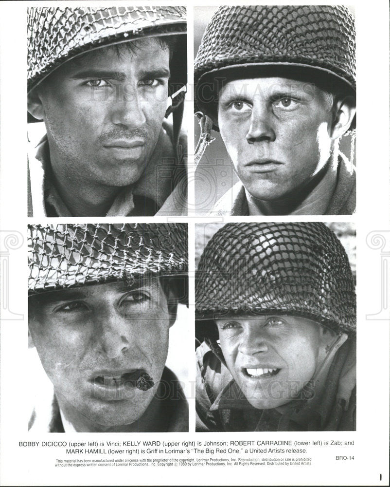 1980 Press Photo Bobby Dicicco, Kelly Ward, Robert Carradine &quot;The Big Red One&quot; - Historic Images