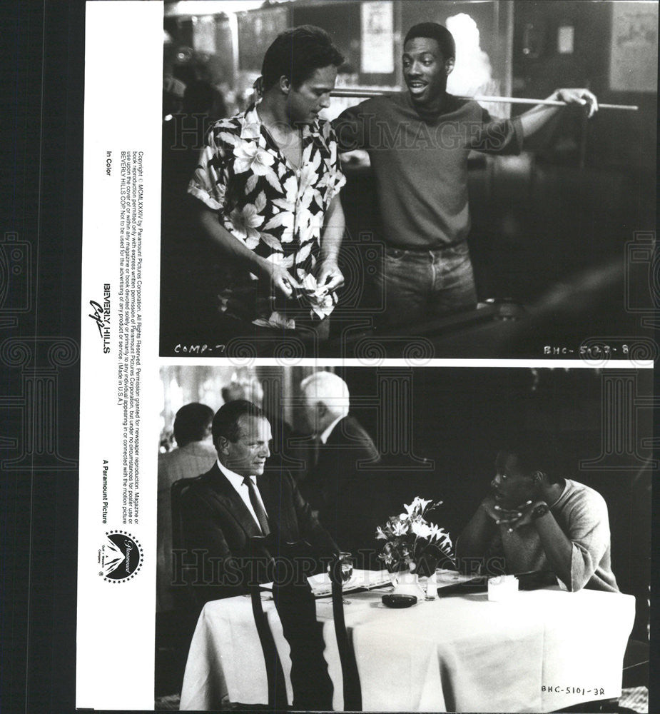 1984 Press Photo Eddie Murphy Mark Corry Steven Berkoff Beverly Hills Cop Film - Historic Images