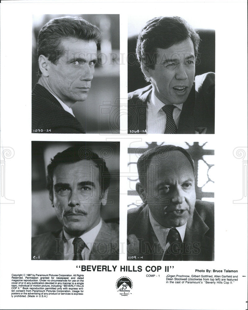 1987 Press Photo Jurgen Prochnow, Gilbert Gottfried In &quot;Beverly Hills Cop II&quot; - Historic Images