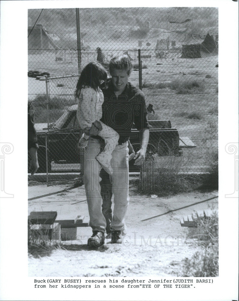 1986 Press Photo Eye Of the Tiger Gary Busey Judith Barsi - Historic Images