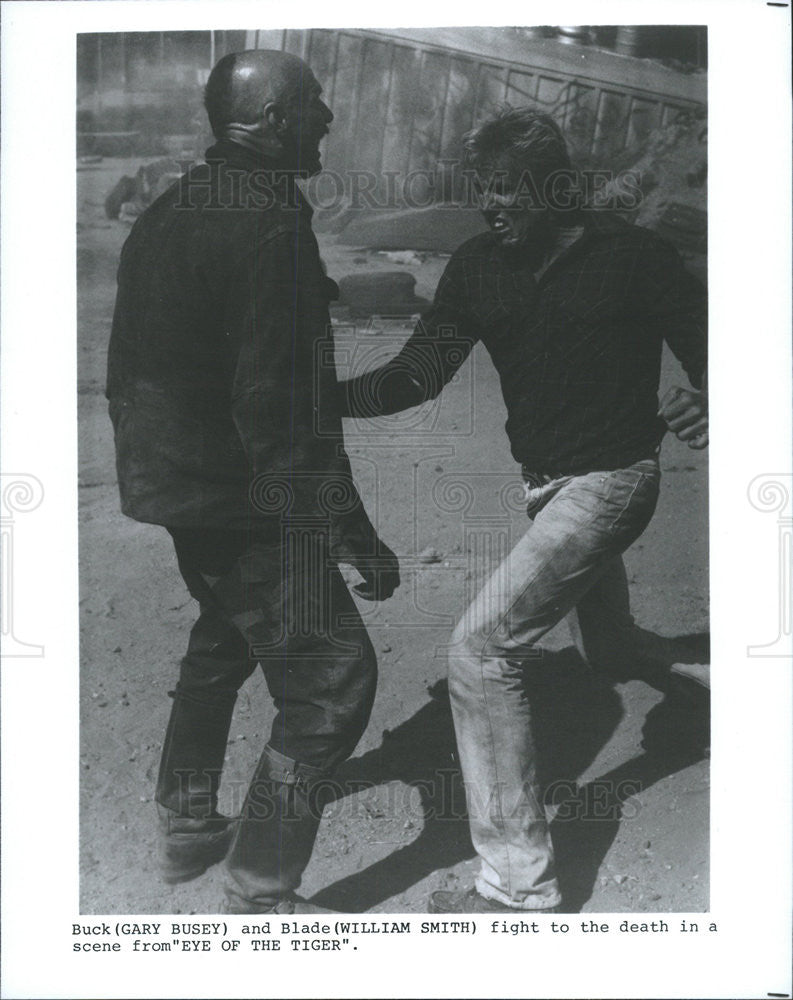 1986 Press Photo Eye Of The Tiger Gary Busey William Smith - Historic Images