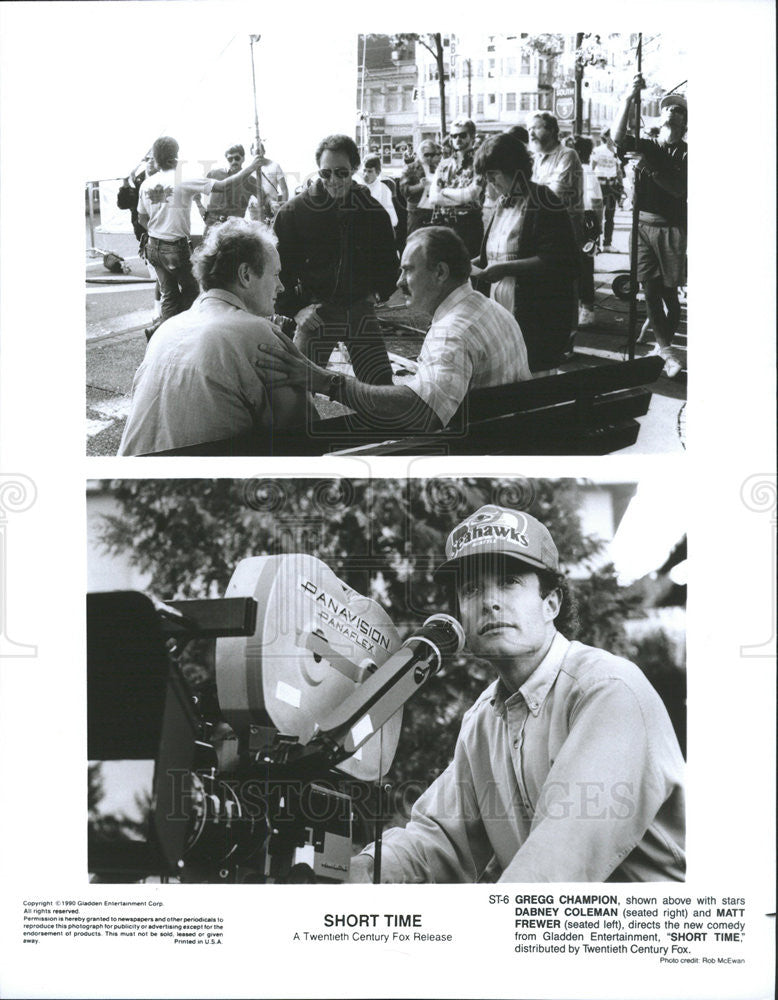1990 Press Photo Gregg Champion Actor Dabney Coleman Matt Frewer Short Time Film - Historic Images