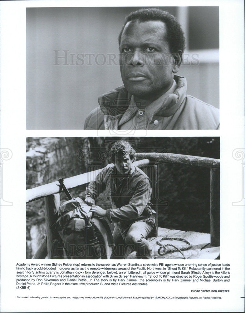 1988 Press Photo Sidney Portier Actor Tom Berenger Shoot To Kill Action Movie - Historic Images
