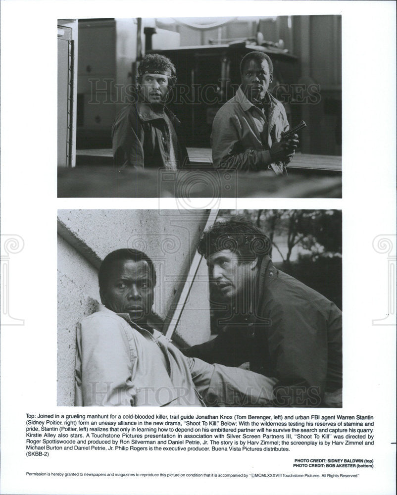 1988 Press Photo Sidney Poitier Actor Tom Berenger Shoot To Kill Action Film - Historic Images