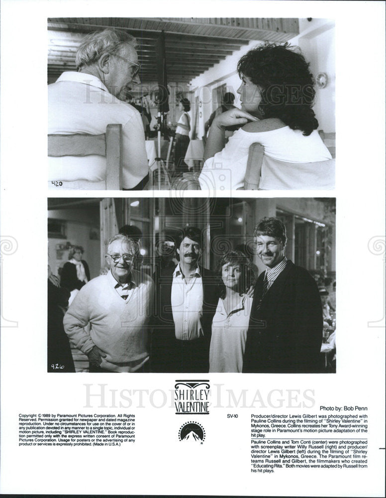 1989 Press Photo &quot;Shirley Valentine&quot; Producer Lewis Gilbert, Pauline Collins - Historic Images