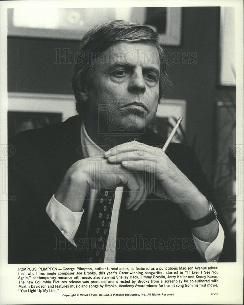 1978 Press Photo George Plimpton Actor If I Ever See You Again Movie Film - Historic Images