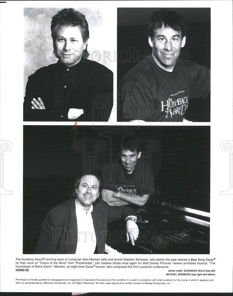 1996 Press Photo Musicians Alan Menken and Stephen Schwartz - Historic Images