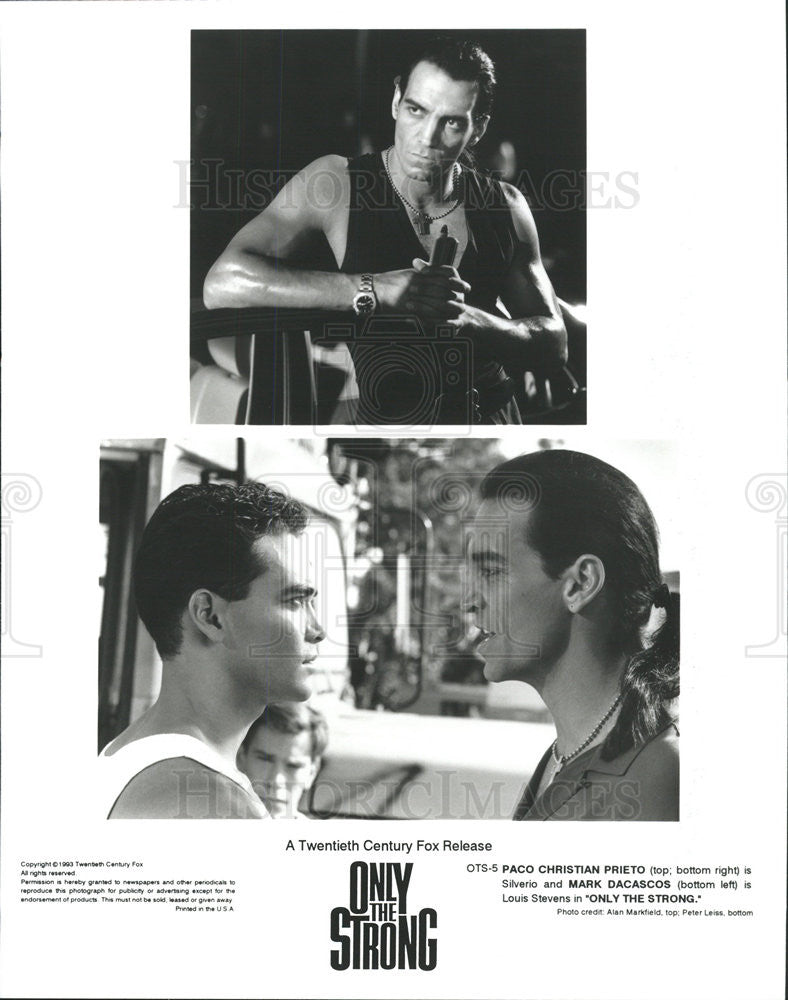 1993 Press Photo Paco Christian Prieto Mark Dacascos Actors Only Strong - Historic Images