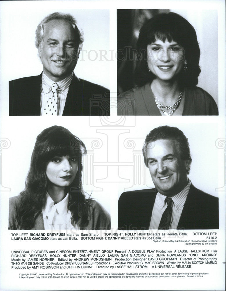 1990 Press Photo Once Around Richard Dreyfuss Holly Hunter Laura San Giacomo - Historic Images