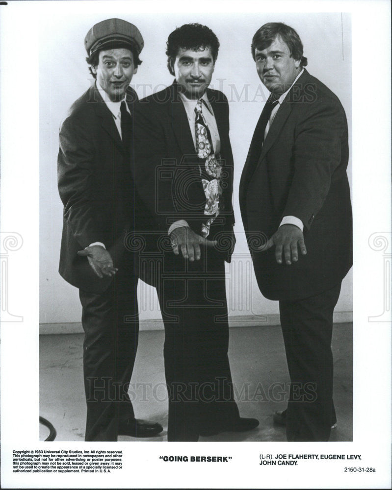 1983 Press Photo Joe Flaherty Eugene Levy John Candy Actors Going Berserk - Historic Images