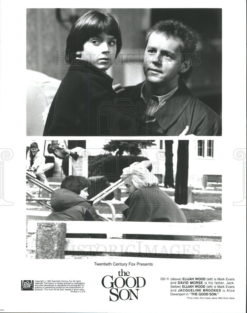 1993 Press Photo Elijah Wood David Morse Jacquiline Brookes Star In Good Son - Historic Images