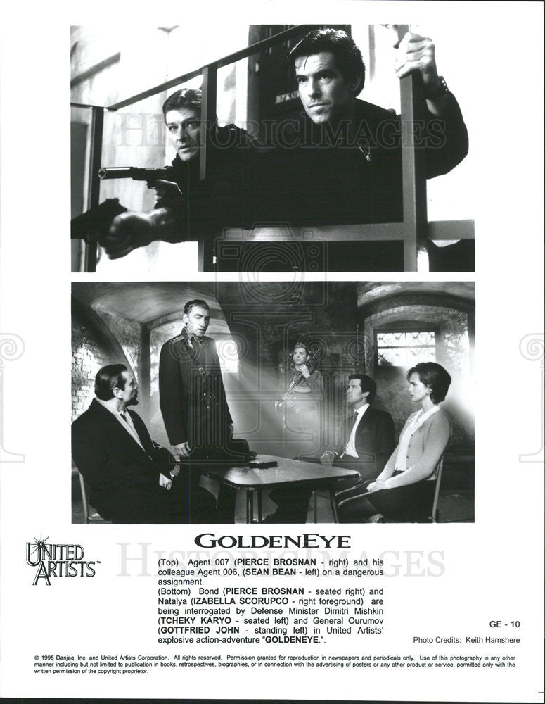 1995 Press Photo Brosnan Bean Scorupco Karyo John Goldeneye - Historic Images