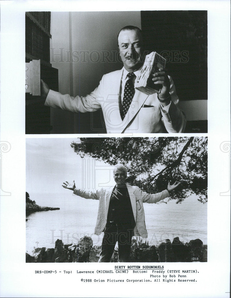 1988 Press Photo Michael Caine Steve Martin Dirty Rotten Scoundrels - Historic Images