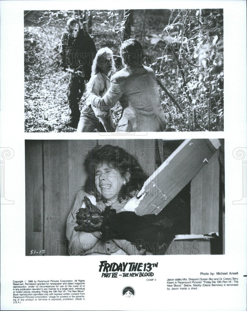 1988 Press Photo Friday The 13th Part VII The New Blood Susan Blu Terry Kiser - Historic Images