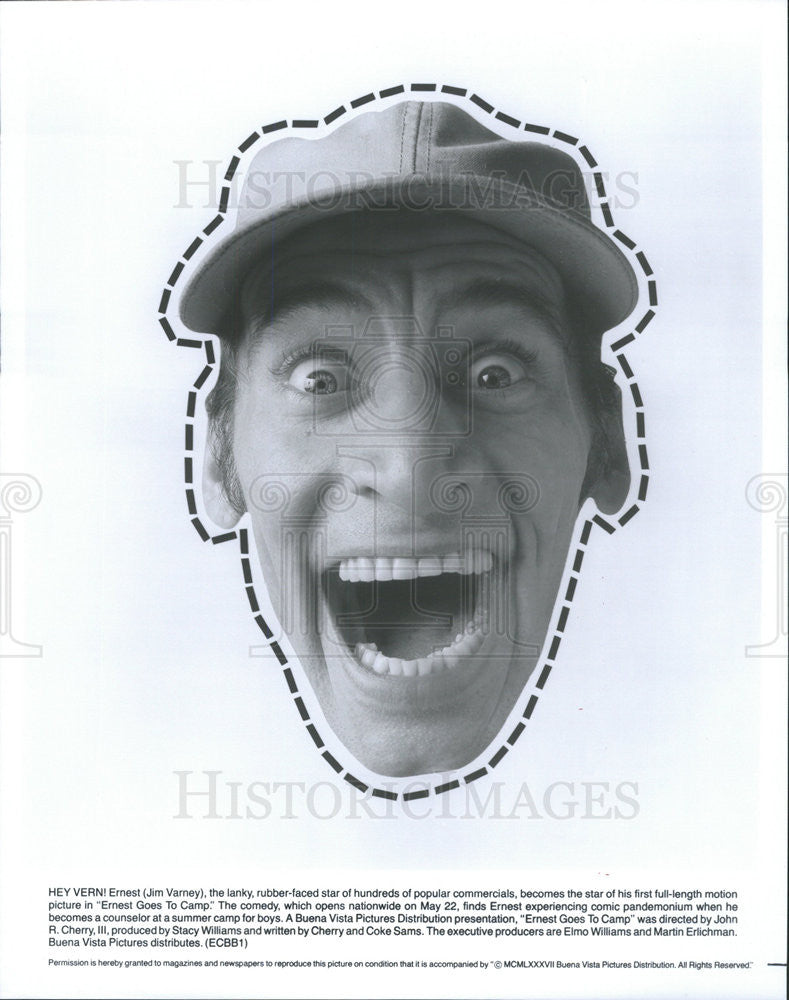 1987 Press Photo Jim Varney Ernest Goes To Camp - Historic Images