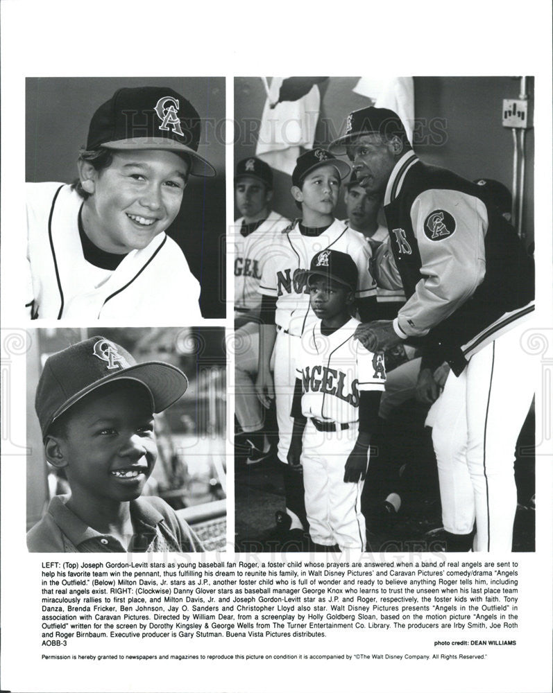 1994 Press Photo Gordon-Levitt Davis Glover Angels In The Outfield - Historic Images