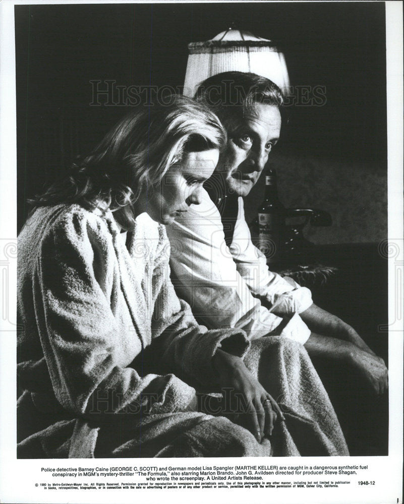 1980 Press Photo George C. Scott & Marthe Keller Star In "The Formula" - Historic Images