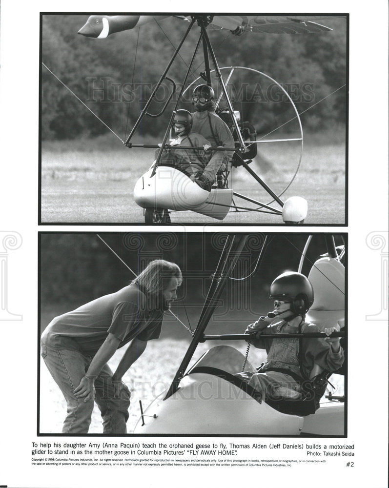 1996 Press Photo Anna Paquin Actress Jeff Daniels Actor Goose Fly Away Home Film - Historic Images