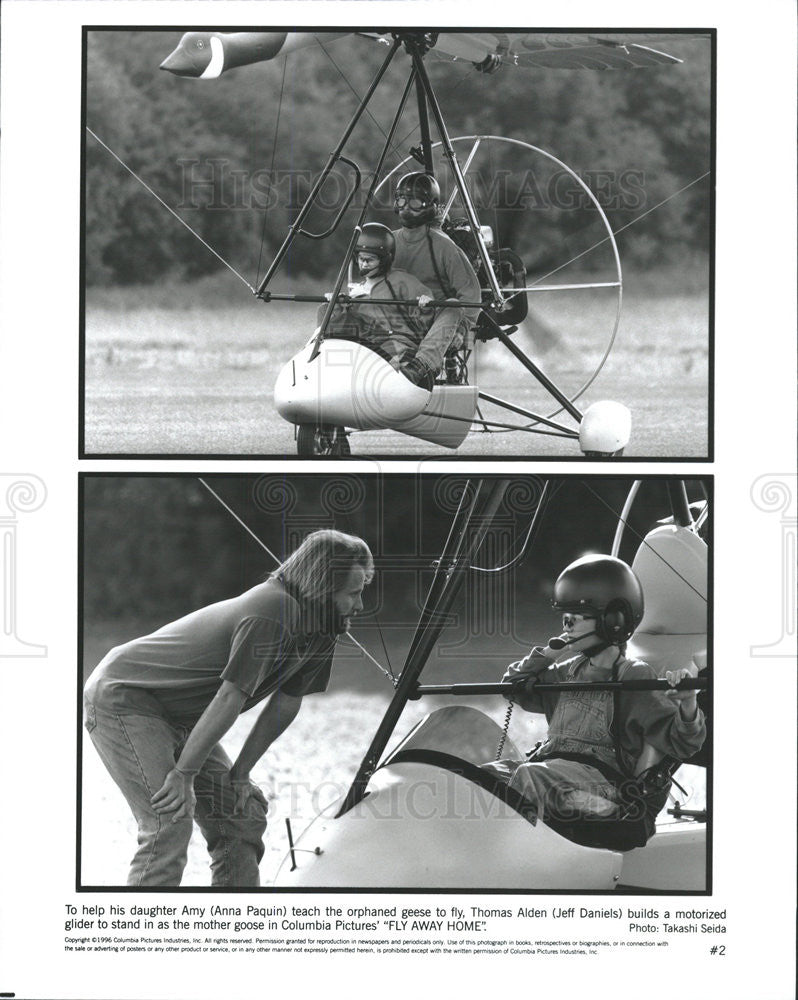 1996 Press Photo Anna Paquin Actress Jeff Daniels Actor Geese Fly Away Home Film - Historic Images