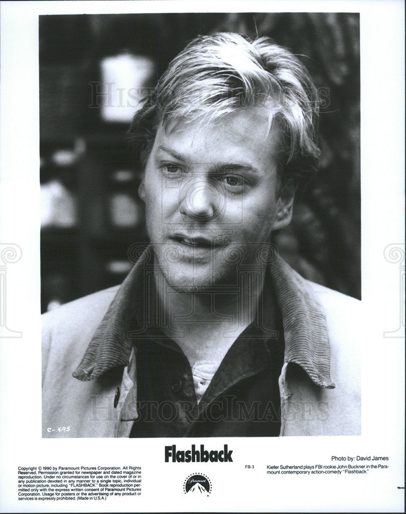 1990 Press Photo Keifer Sutherland Actor Action Comedy Film Flashback Movie - Historic Images