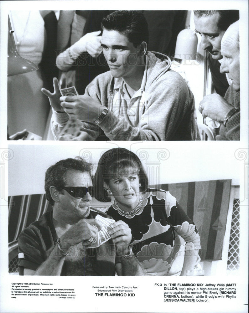 1984 Press Photo Matt Dillon Richard Crenna Jessica Walter The Flamingo Kid - Historic Images