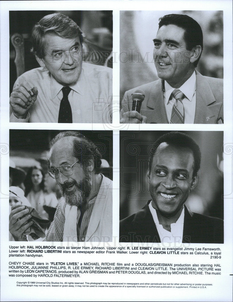 1989 Press Photo Hal Holbrook, R. Lee Ermey, Richard Libertini In &quot;Fletch Lives&quot; - Historic Images