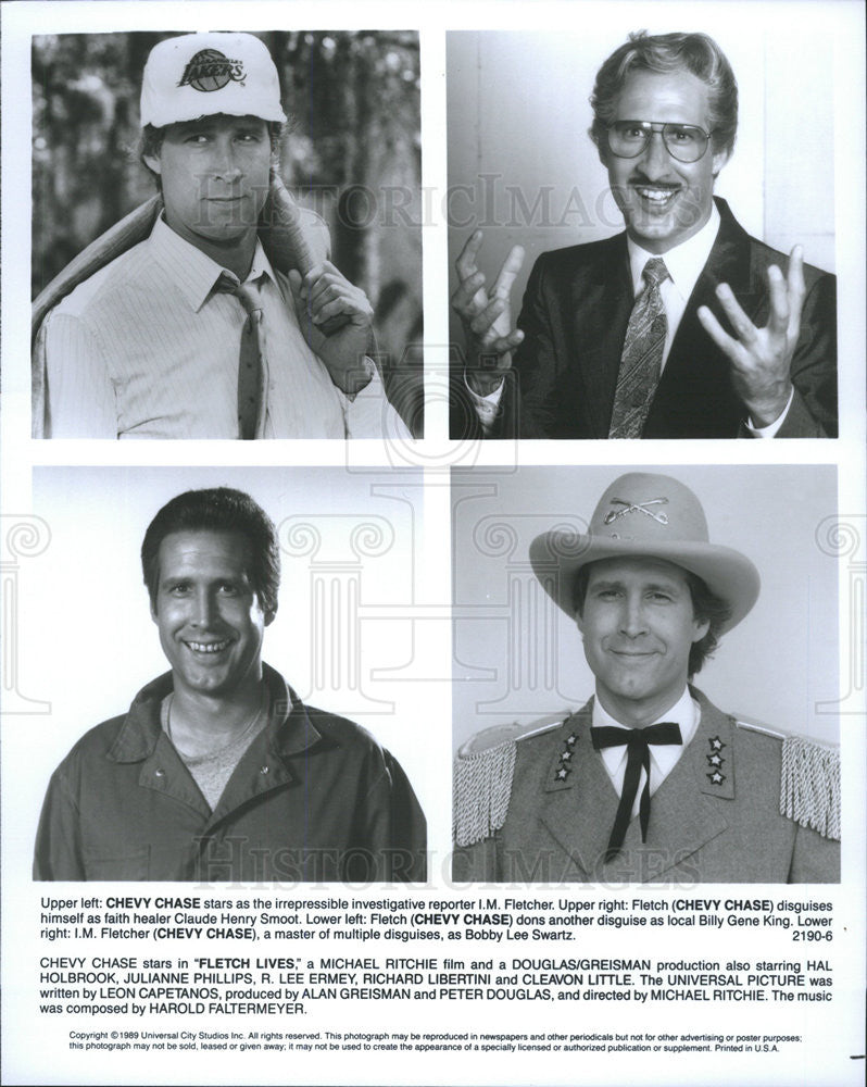 1989 Press Photo Chevy Chase Actor Disguises Fletch Lives Comedy Movie Film - Historic Images