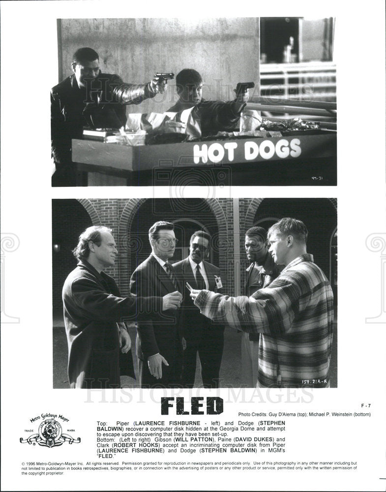 1996 Press Photo Laurence Fishburne, Stephen Baldwin, Will Patton In &quot;Fled&quot; - Historic Images